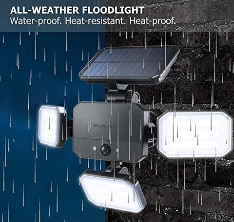 Bell+Howell Bionic Floodlight motion sensor activates all panels for bright security lighting.
