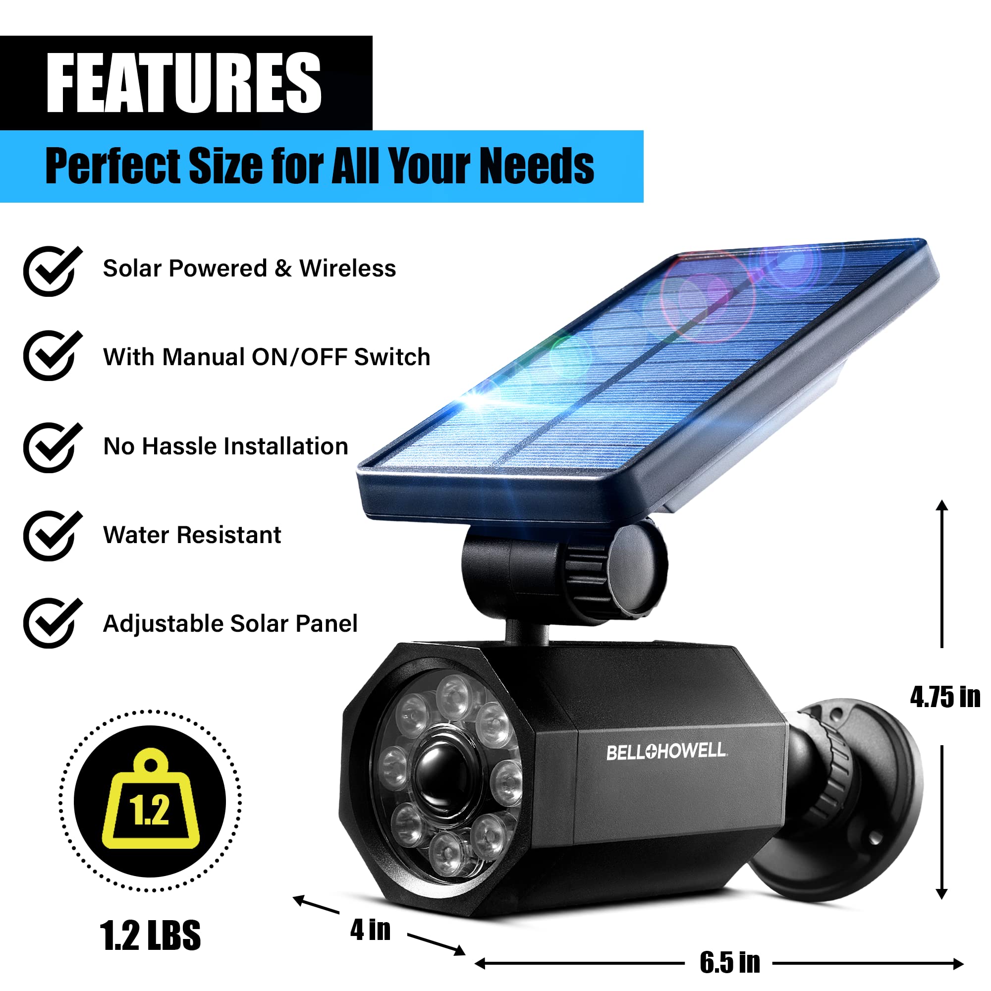 Bell+Howell Bionic Spotlight 600 square feet coverage brightens large outdoor areas