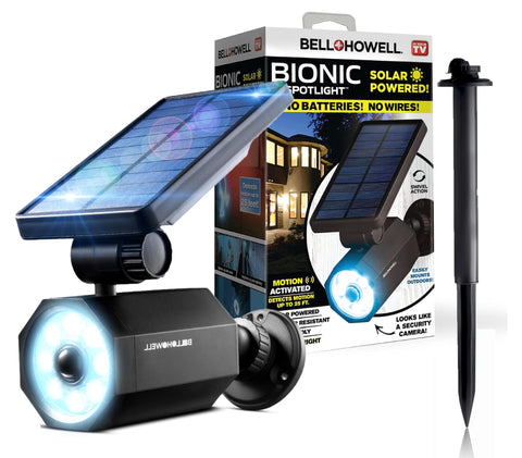 Bell+Howell Bionic Spotlight garden-lit view delivers bright, inviting nighttime ambiance for your yard