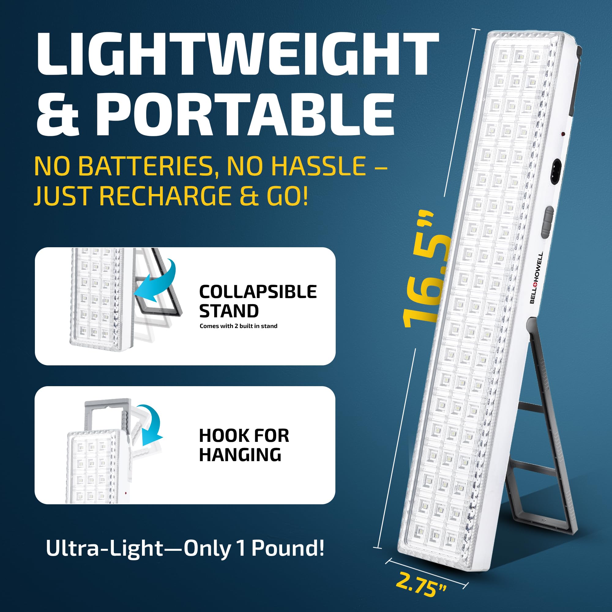 Bell+Howell light bar home use during blackouts and power outages.