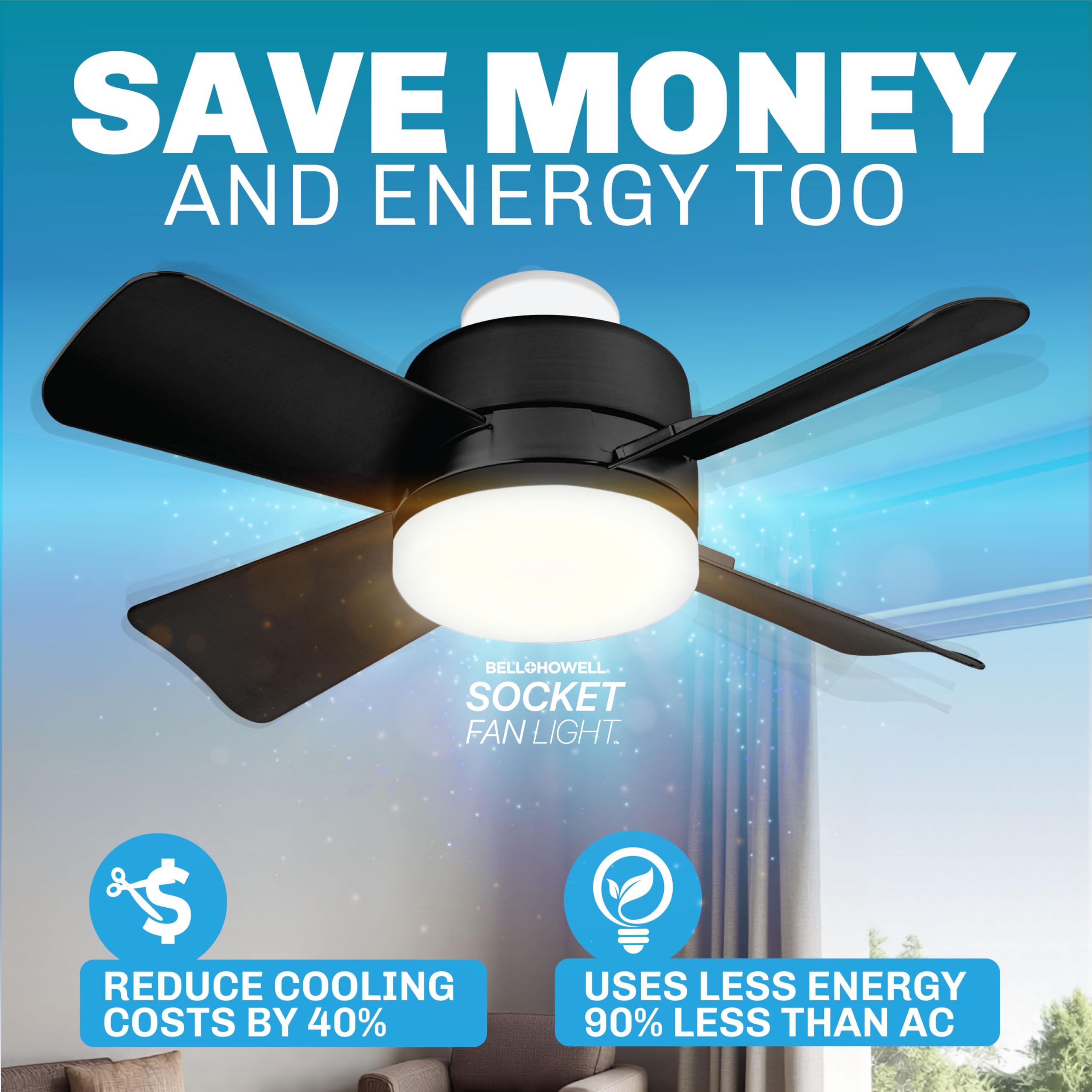 Bell+Howell Socket Breeze 3500K warm light creates cozy rooms.