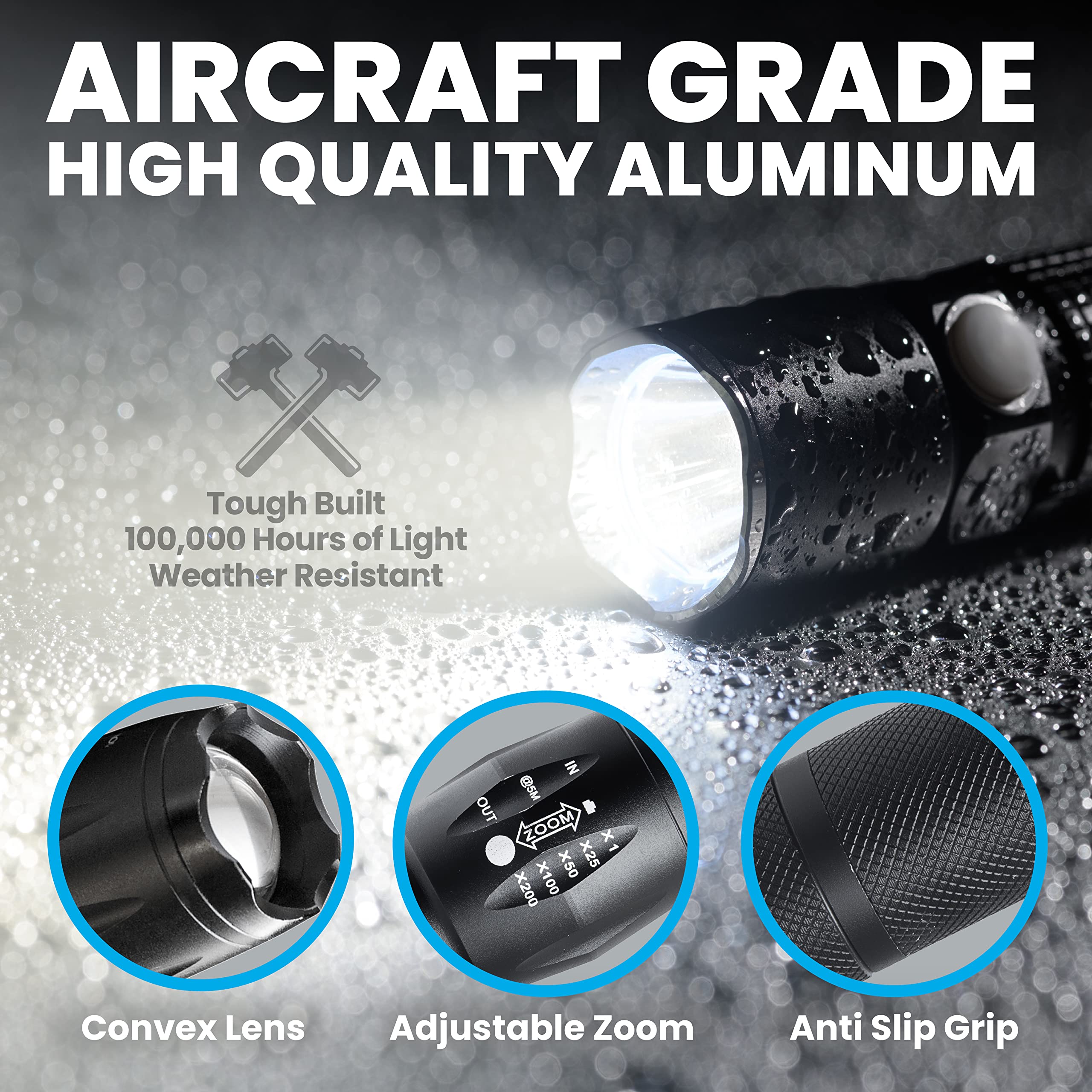 Bell+Howell TacLight 3 Pack zoom head for adjustable beam distance