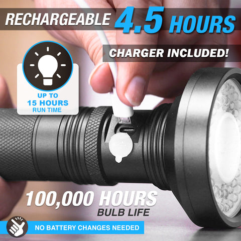 Bell+Howell Taclight Max charging setup shows fast recharge for on-the-go use.