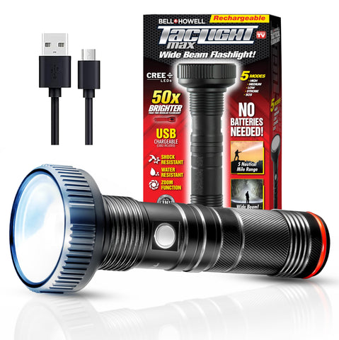 Bell+Howell Taclight Max front view highlights ultra-bright 7000K beam for outdoor tasks.