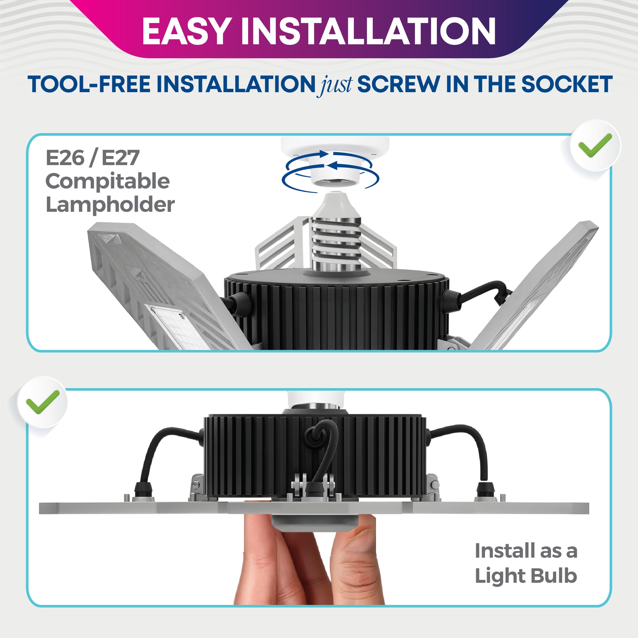 Bell+Howell TRIBURST compatible with standard E26/E27 fixtures for flexible use.