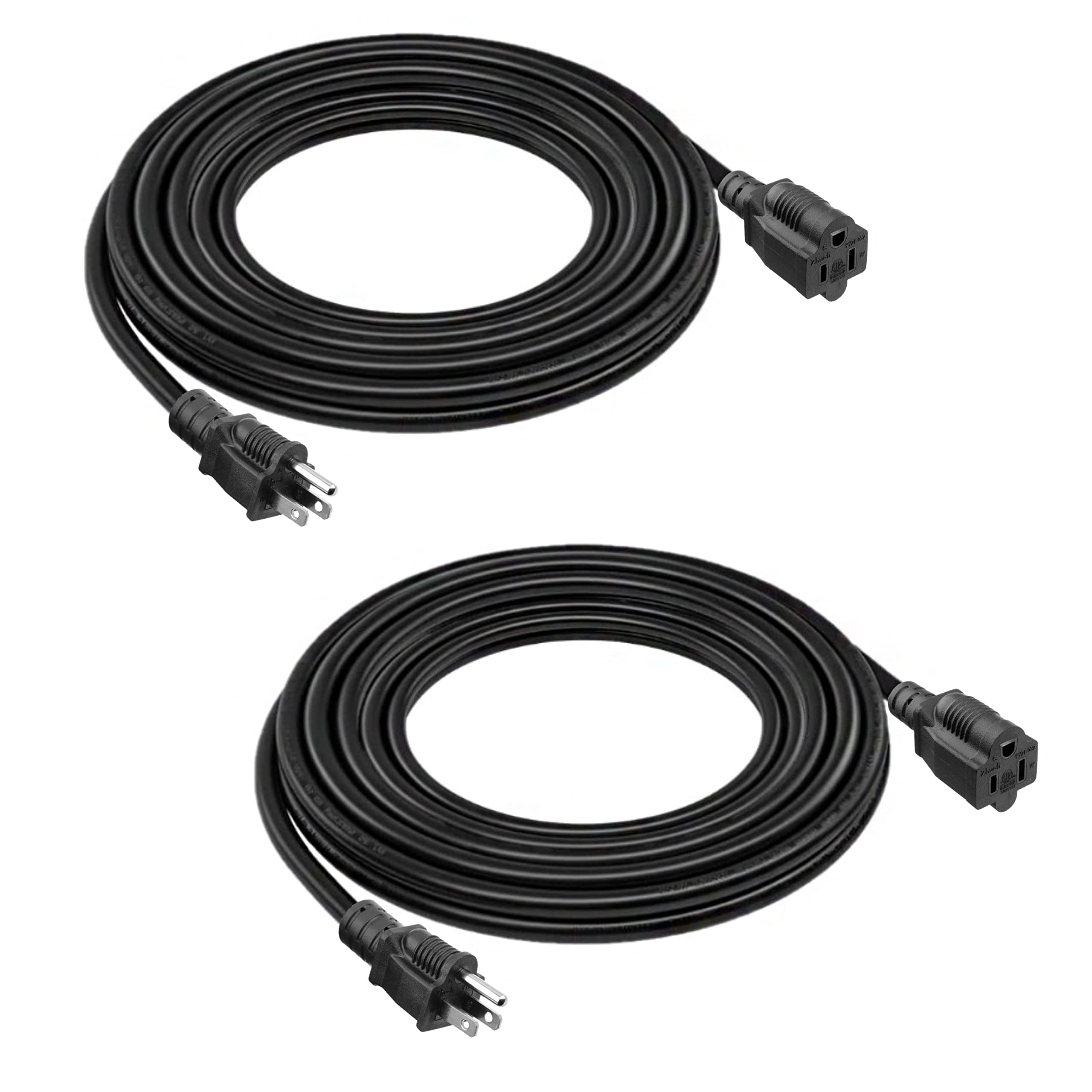 Belllights 2-pack 15ft extension cord with a weatherproof jacket for indoor use.