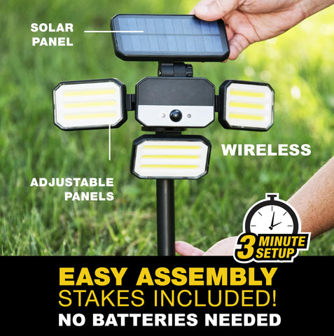 Bell+Howell Bionic Flood Light ground stake setup for fast outdoor install