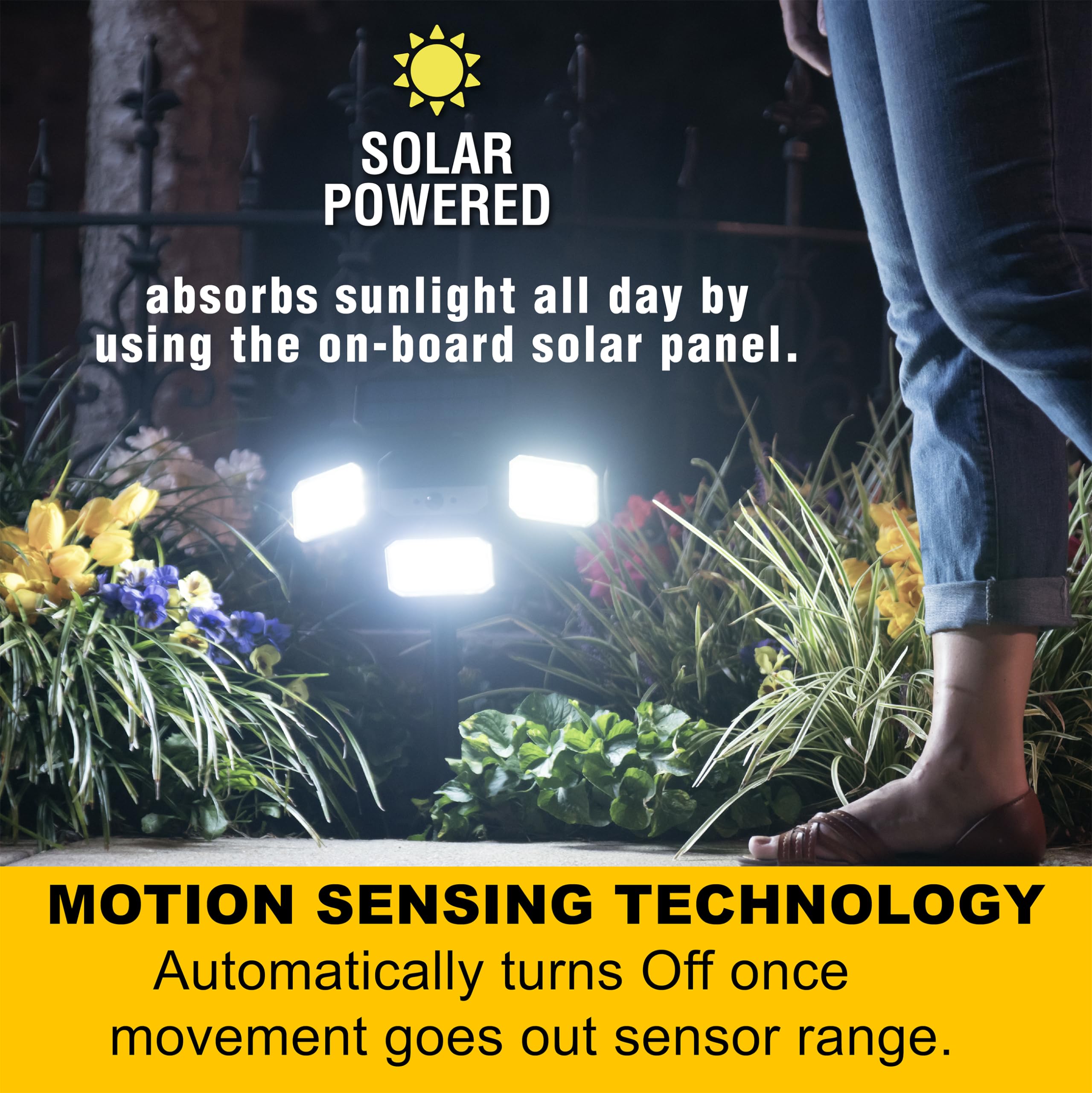 Bell+Howell Bionic Flood Light motion sensor detects movement for auto lighting