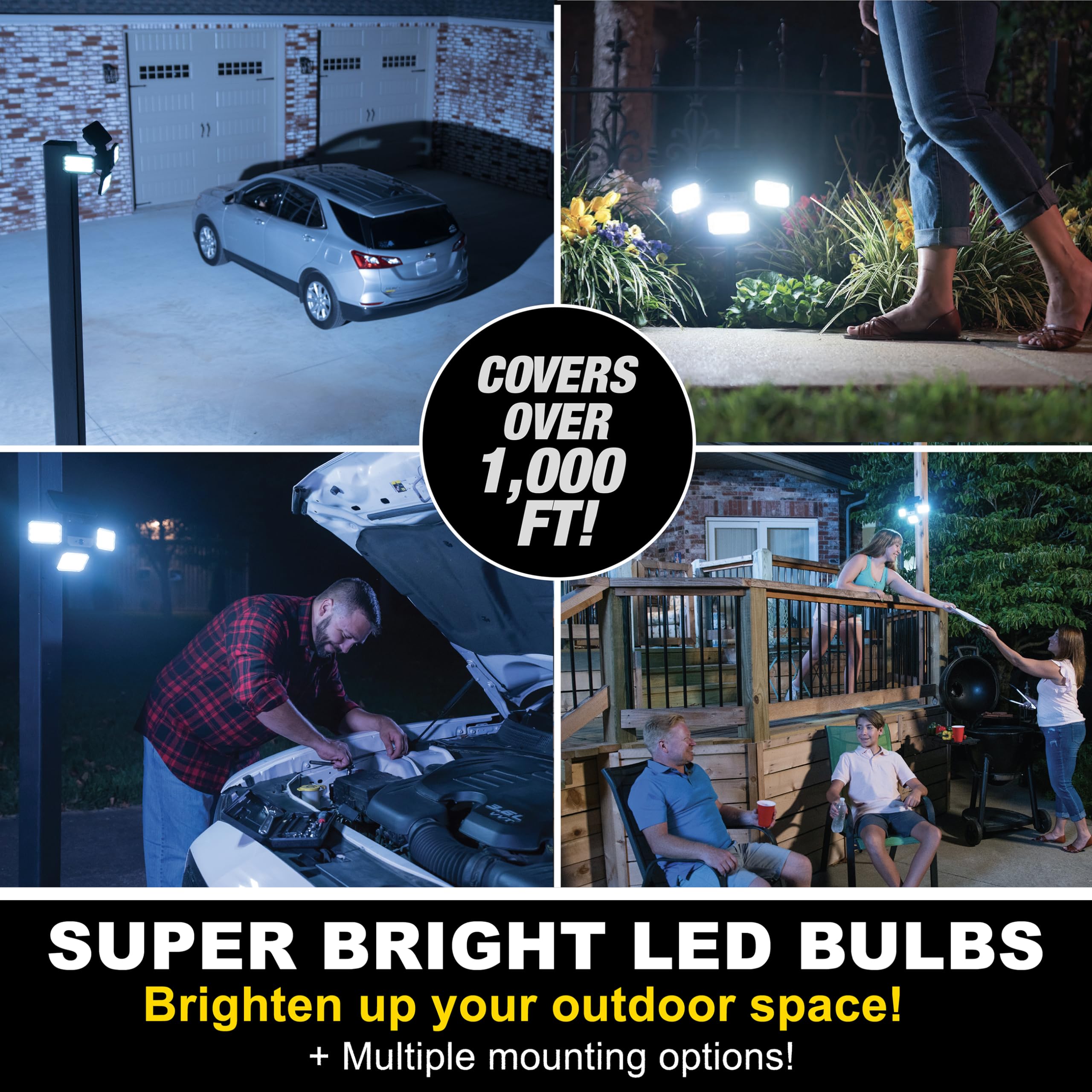 Bell+Howell Bionic Flood Light wide coverage showcases up to 1,000 sq ft