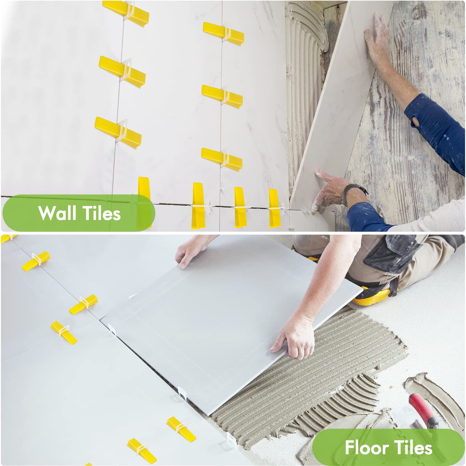 BELOOSYE floor tile installation with wedges for even height