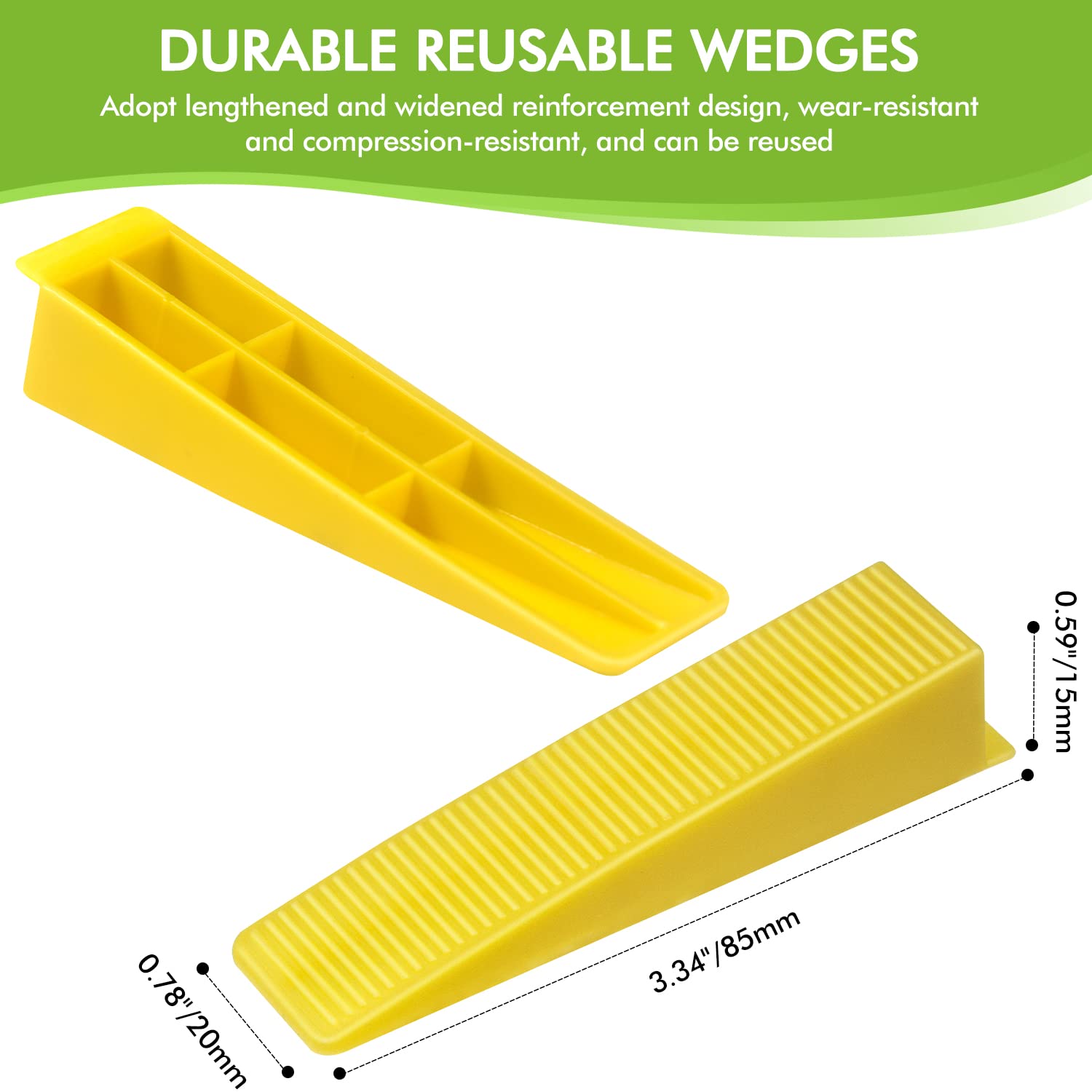 BELOOSYE 300-pcs reusable wedges ideal for multiple tile projects.