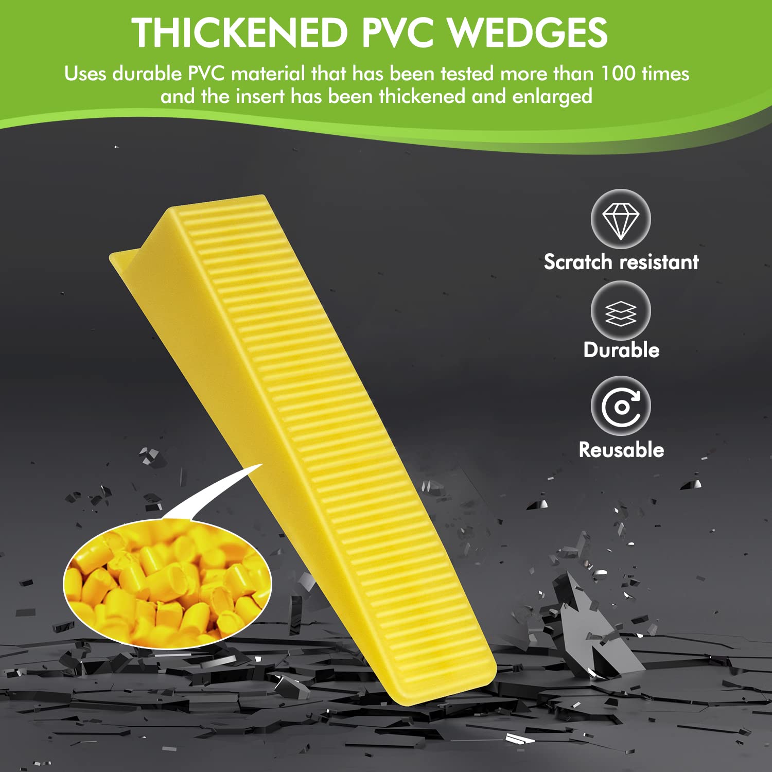 BELOOSYE thicker wedge provides high bearing capacity during tile setting.