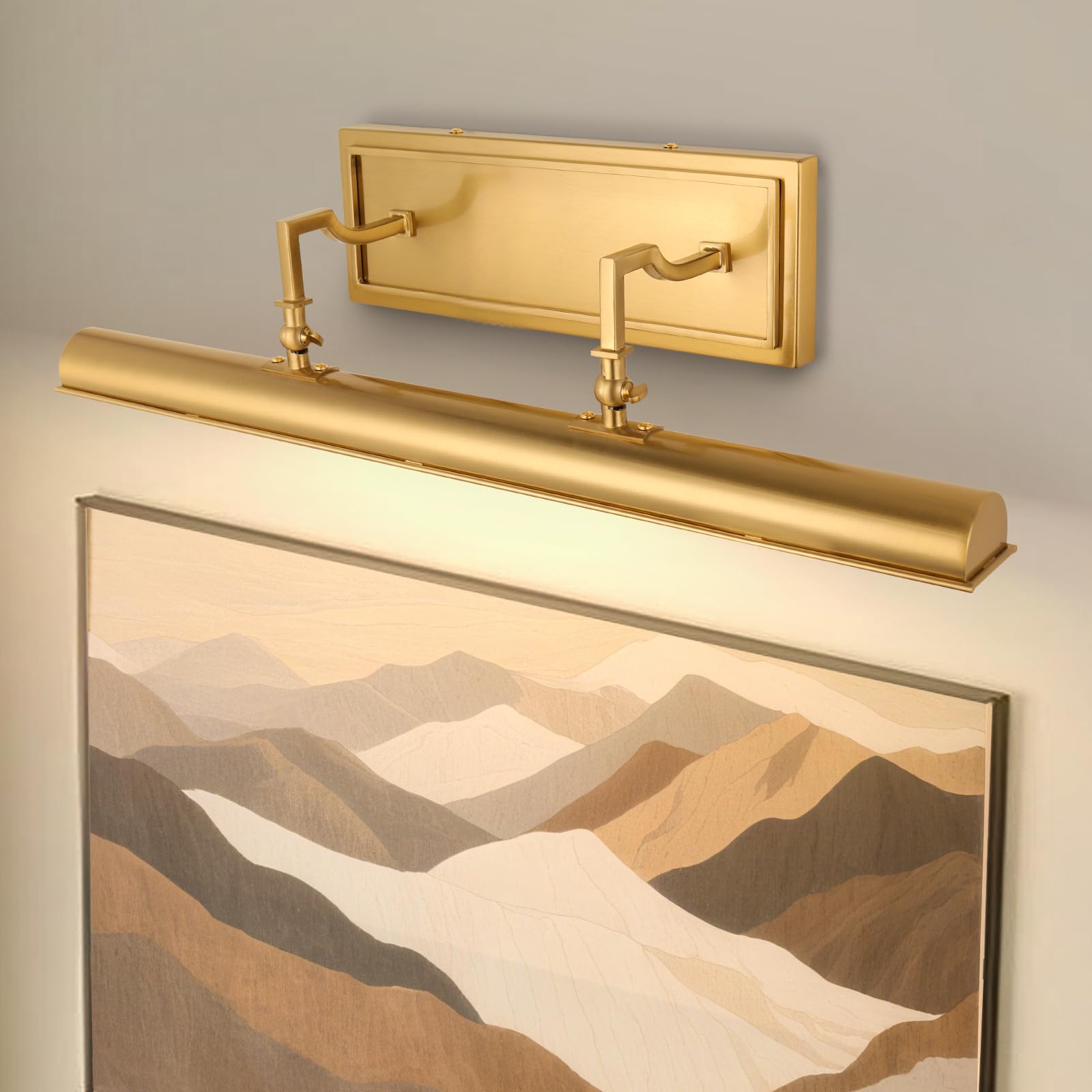 BELS 24-inch picture light with golden bronze finish brightens artwork.