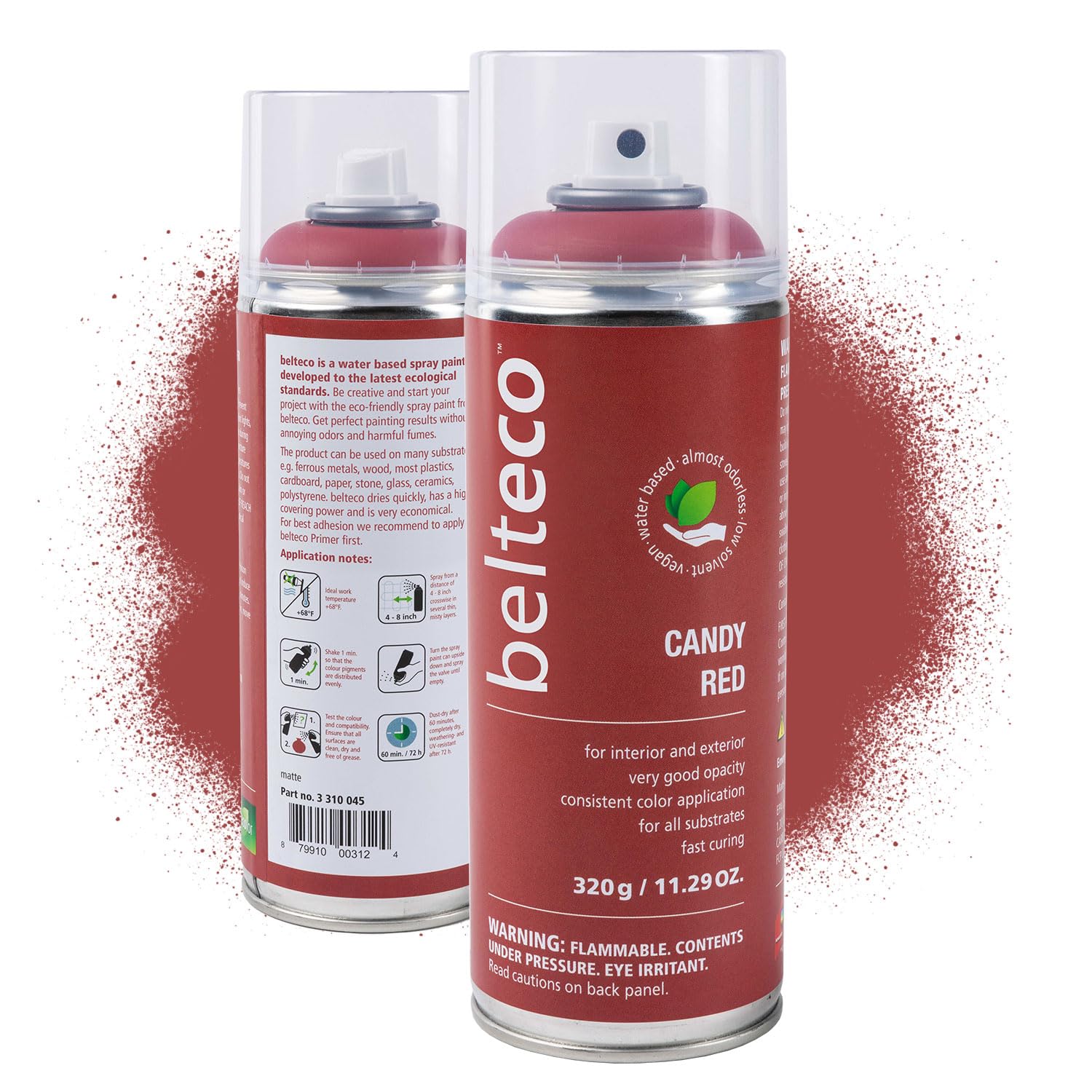Belteco Lobster Red spray paint can in red finish for indoor and outdoor use.