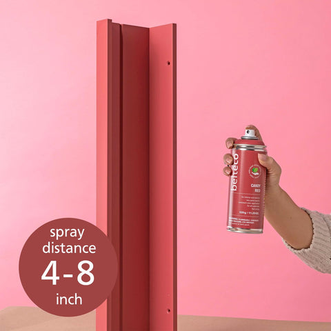 Belteco Lobster Red spray paint on plastic surfaces provides smooth finish-ready color.
