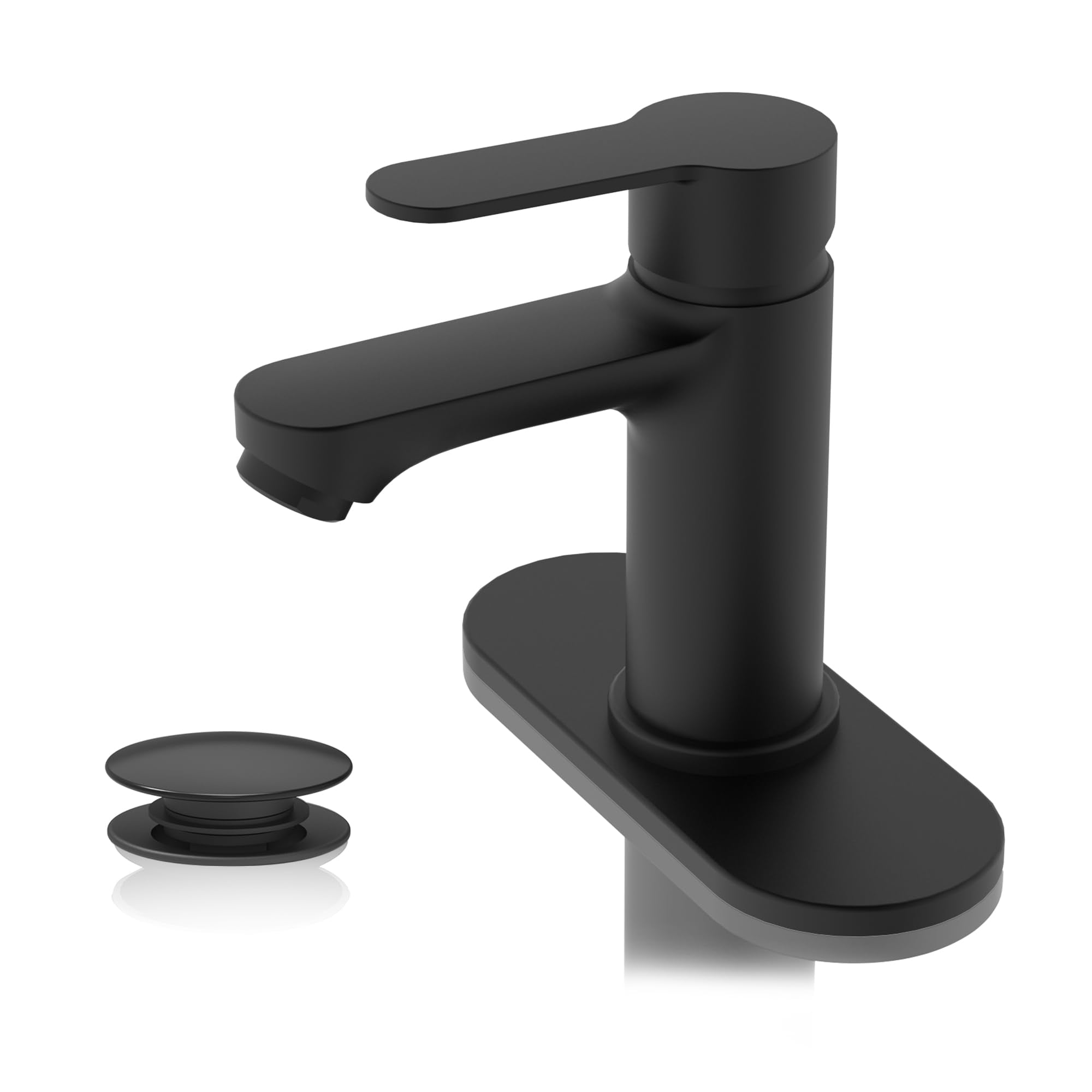 BELZ matte black faucet close-up showing durable lead-free metal for safe daily use.