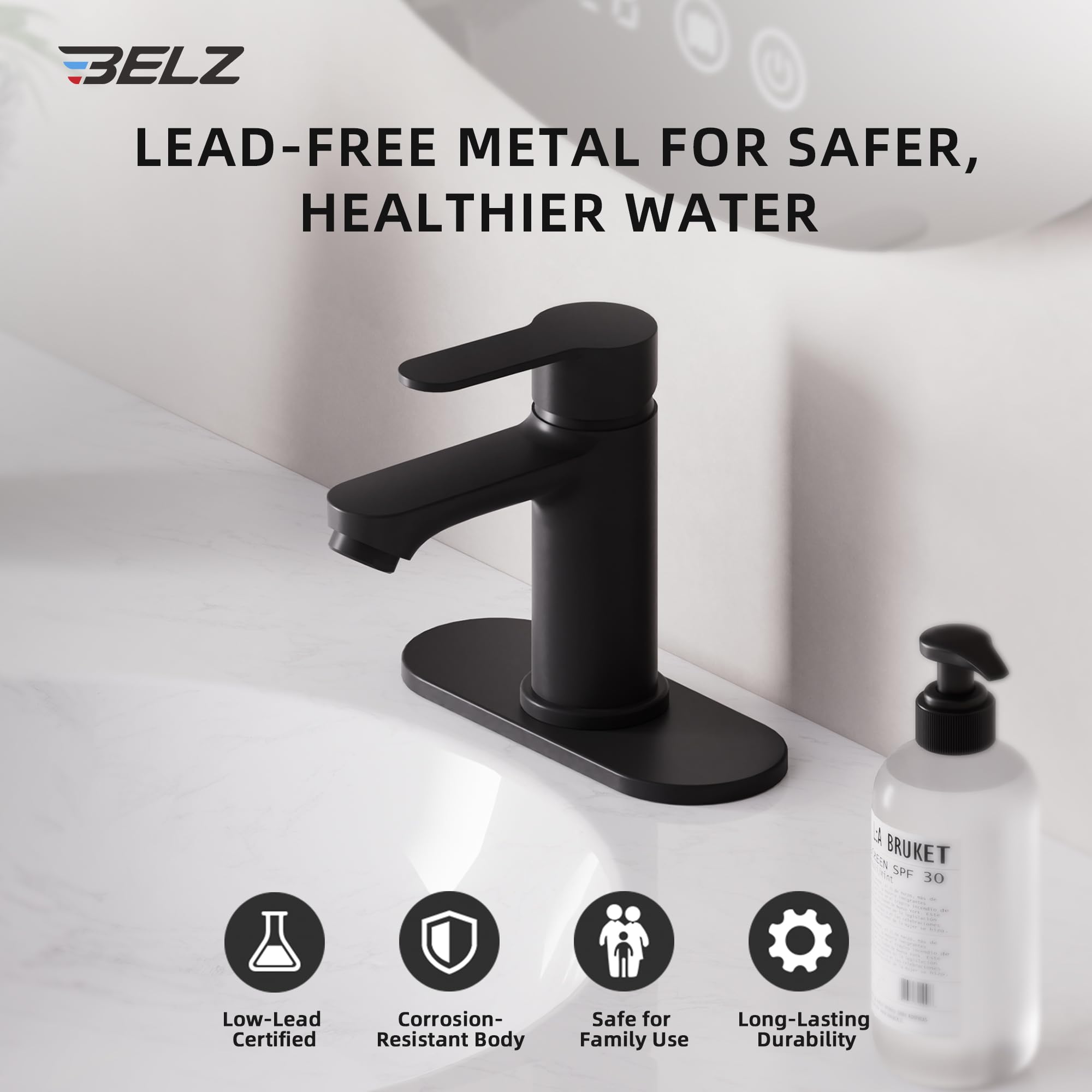 BELZ flexible supply hoses ready for a leak-free connection.
