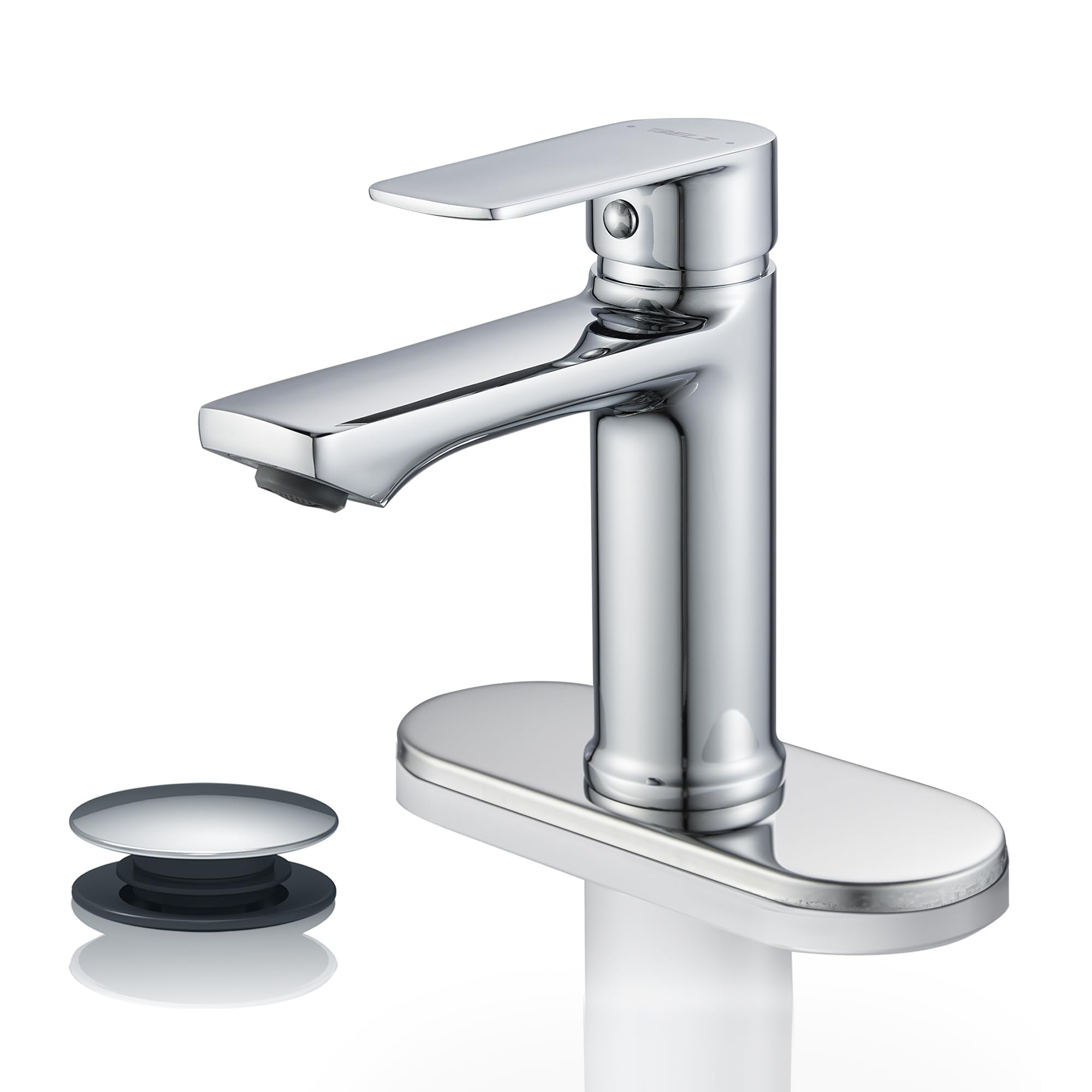 BELZ chrome single-handle faucet with modern vanity style and precise water control