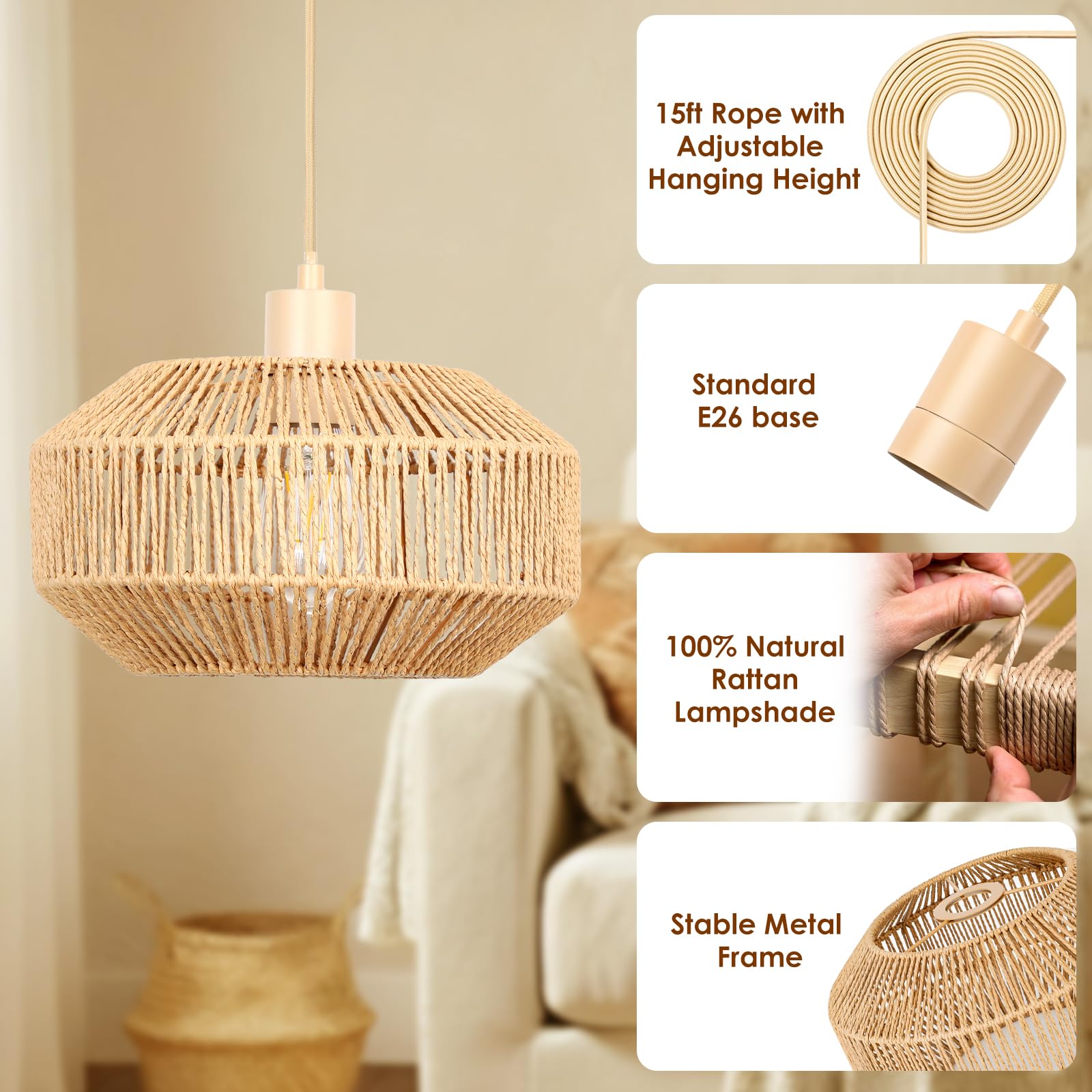 Benaep dimmable ST64 LED bulb included in the package for flexible brightness.