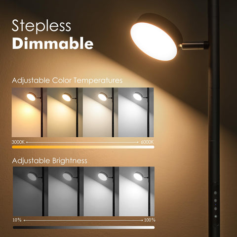 Benaep Tree Floor Lamp color temperature control from warm to cool.