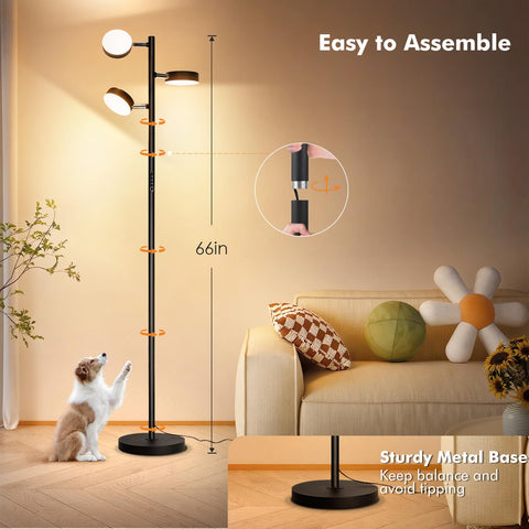 Living room setup with Benaep Tree Floor Lamp for ambient lighting.