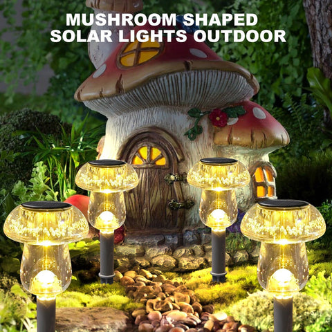 Benany mushroom light garden lighting improves safety along walkways at night.
