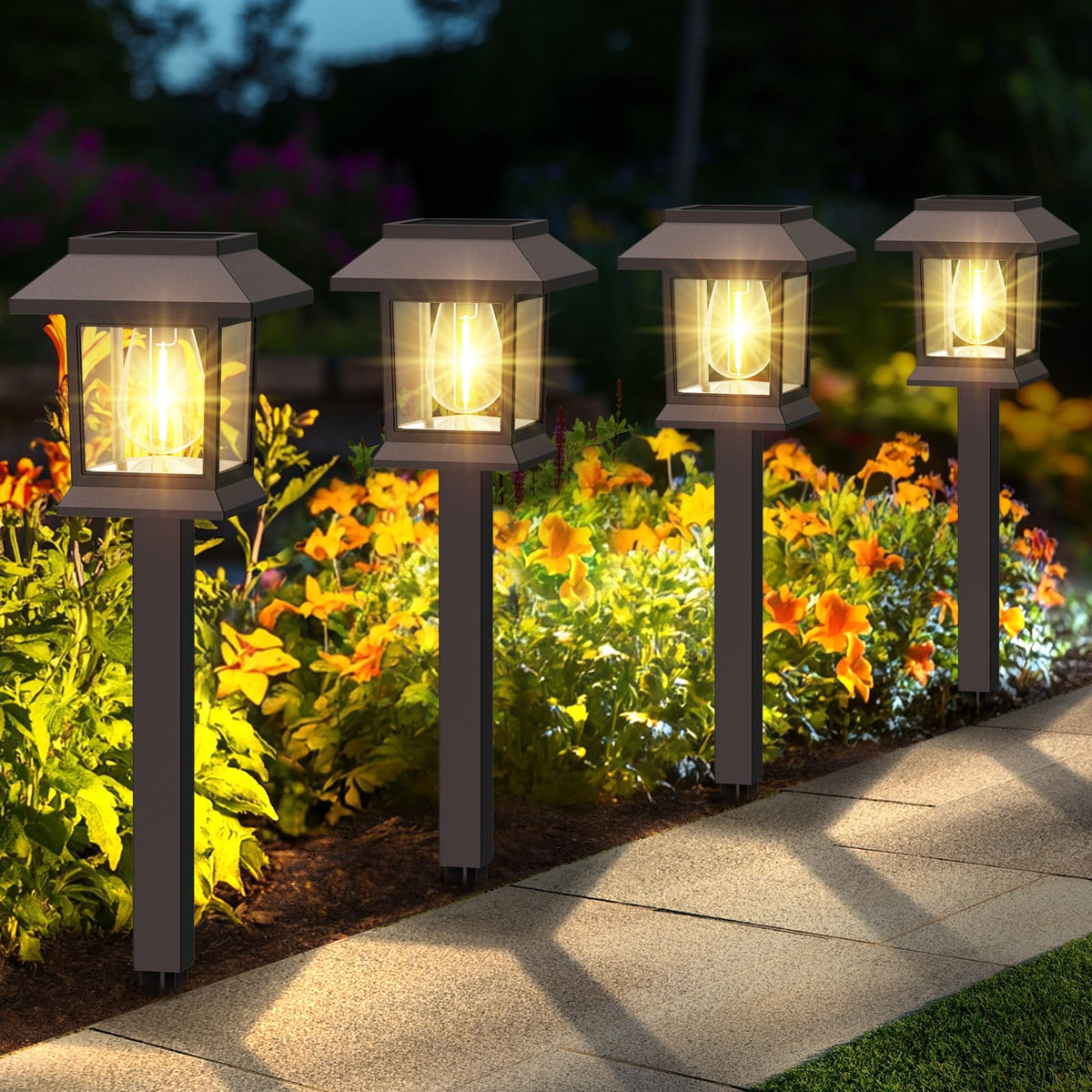 Benany solar pathway light 12-pack brown design for stylish garden edging.