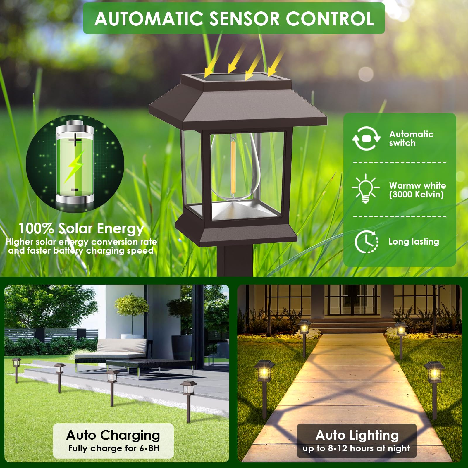 Benany solar pathway light IP44 waterproof withstands rain and snow.