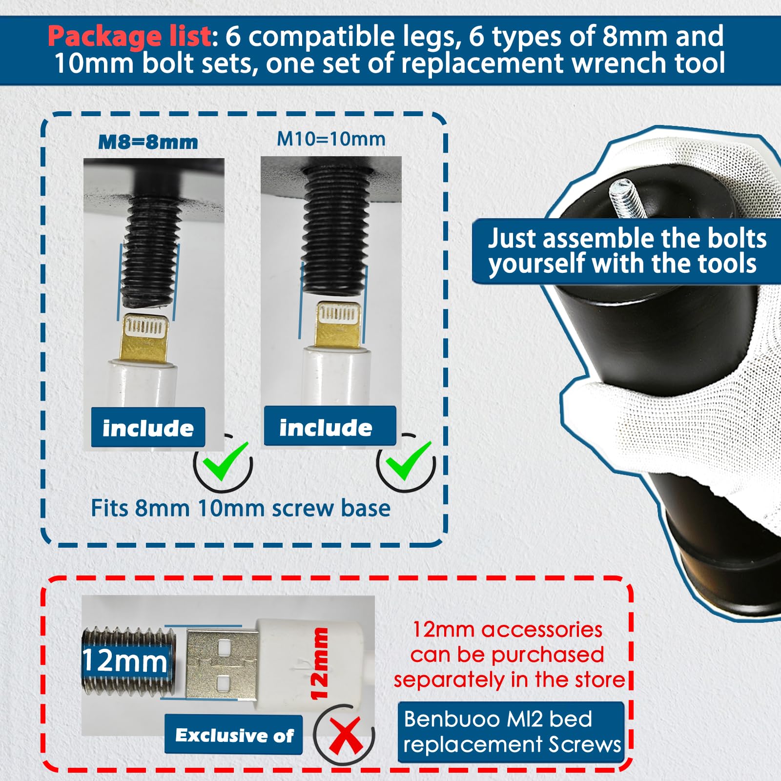 Benbuoo fixed-height leg close-up with anti-slip design.
