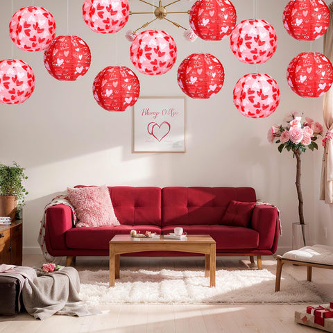 Bencailor heart-lantern decor enhances Valentine party spaces.