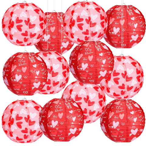 Bencailor heart hanging round lanterns, 12-inch diameter, ideal as a romantic centerpiece.