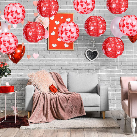 Bencailor Valentine's Day red and pink paper lanterns create festive ambiance.