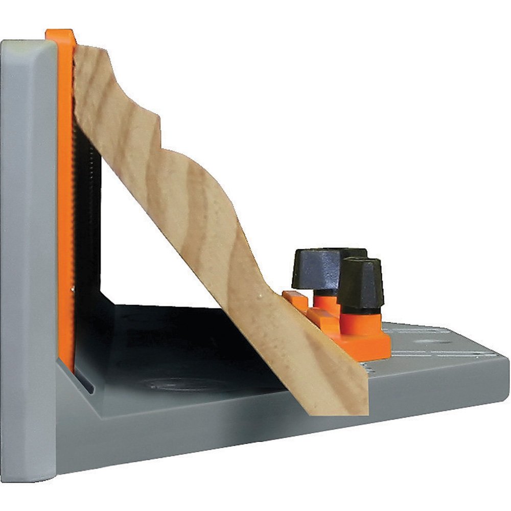 Bench Dog Cut Crown Molding Jig universal-fit design works with 10-inch and larger saws.