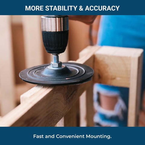 Benchmark Abrasives twist-lock system secures the sanding disc quickly during setup