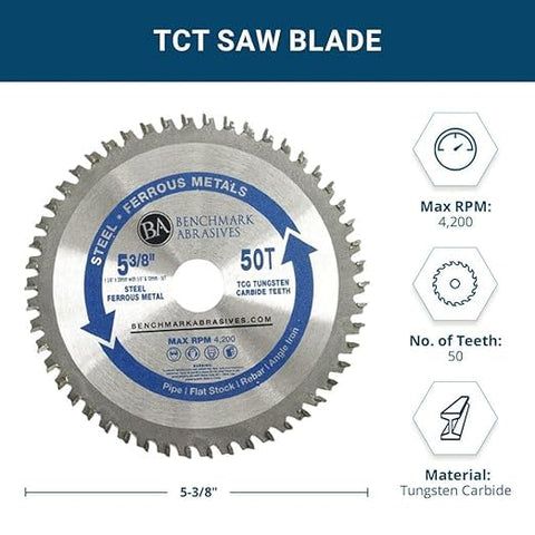 Benchmark Abrasives TCT blade in stainless steel scene emphasizes versatility
