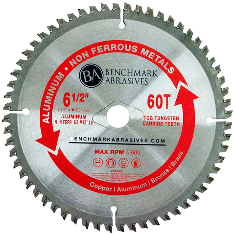 Benchmark Abrasives TCT blade slicing copper for smooth finishes.