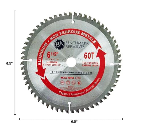 Benchmark Abrasives TCT blade edge close-up showing carbide tips and durability.