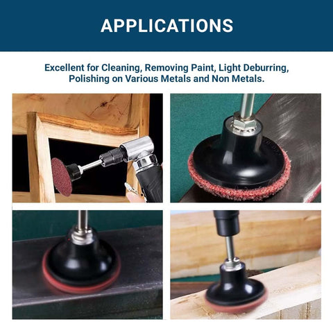 Benchmark Abrasives quick-change sanding disc attached to a drill or die grinder