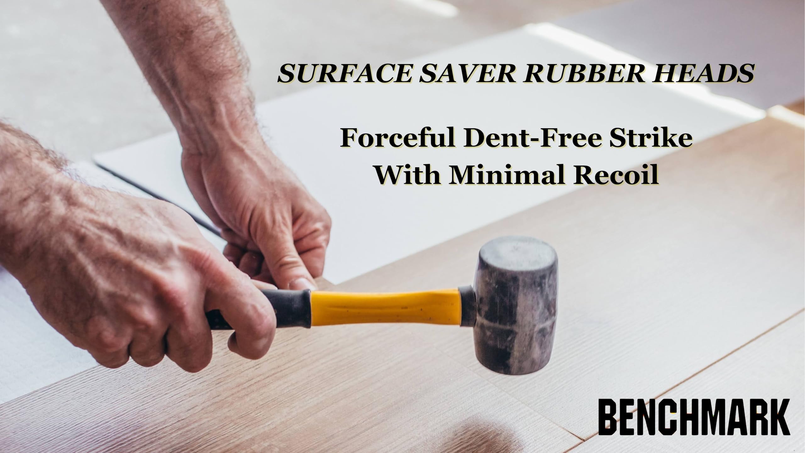 Benchmark rubber mallet fiberglass handle ensures strong, vibration-reduced use.