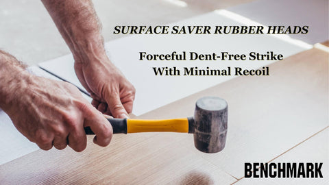 Benchmark rubber mallet fiberglass handle ensures strong, vibration-reduced use.