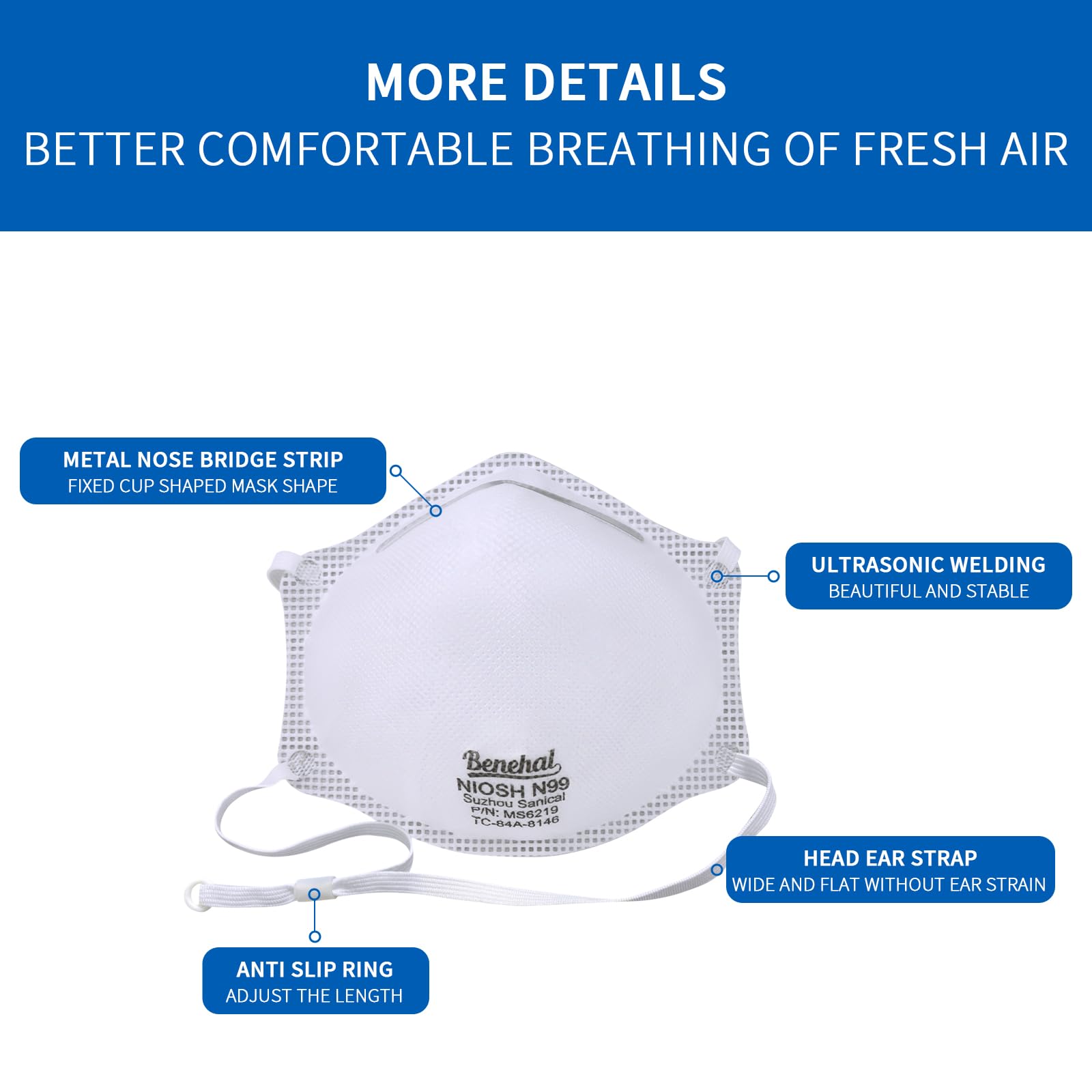 benehal adjustable nose clip ensures secure seal and reduced leakage
