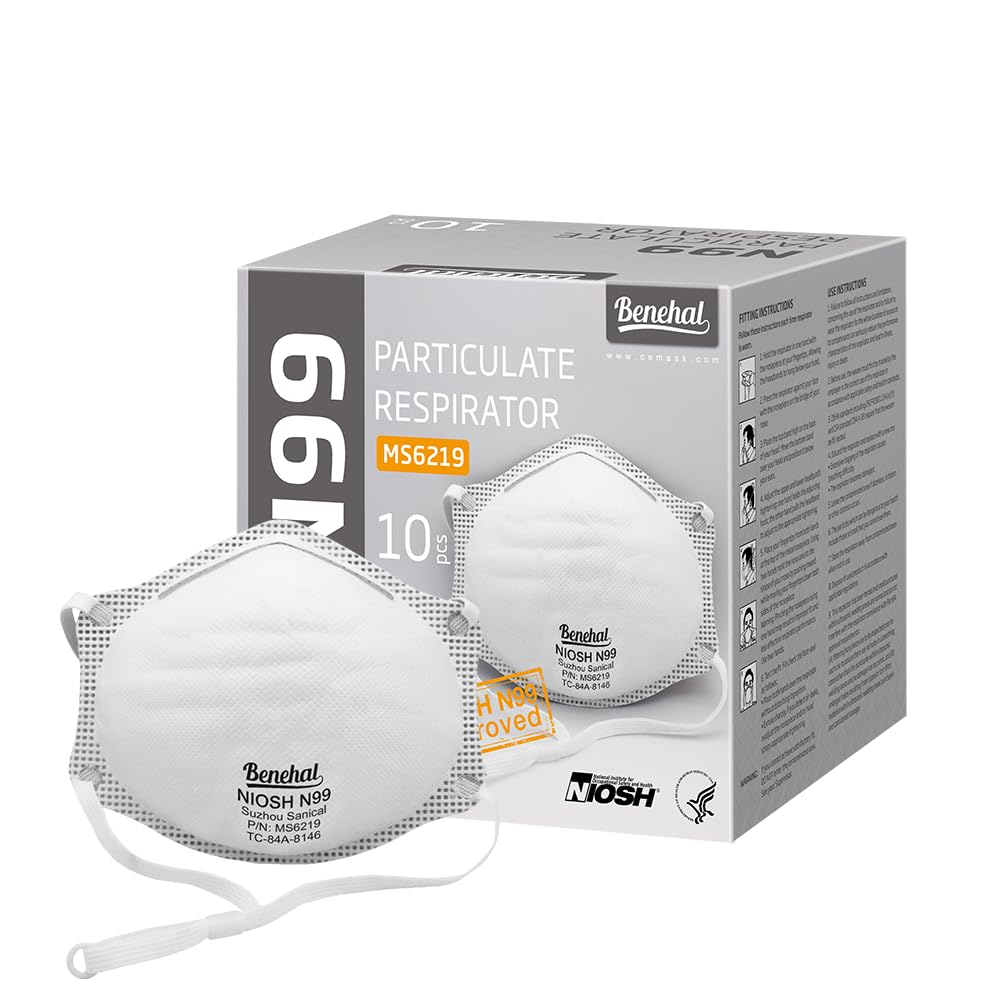 benehal NIOSH N99 face mask 10-pack in white for daily dust protection