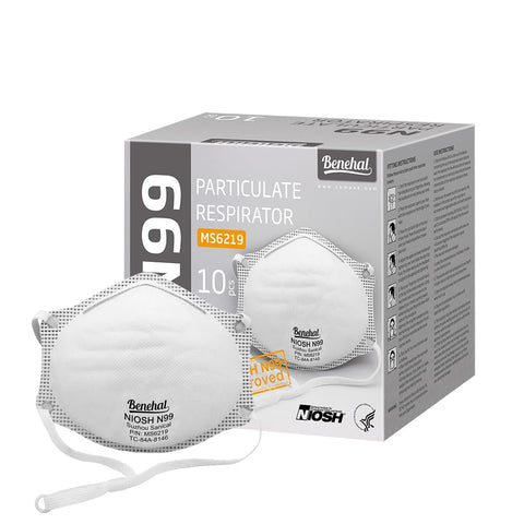 benehal NIOSH N99 face mask 10-pack in white for daily dust protection