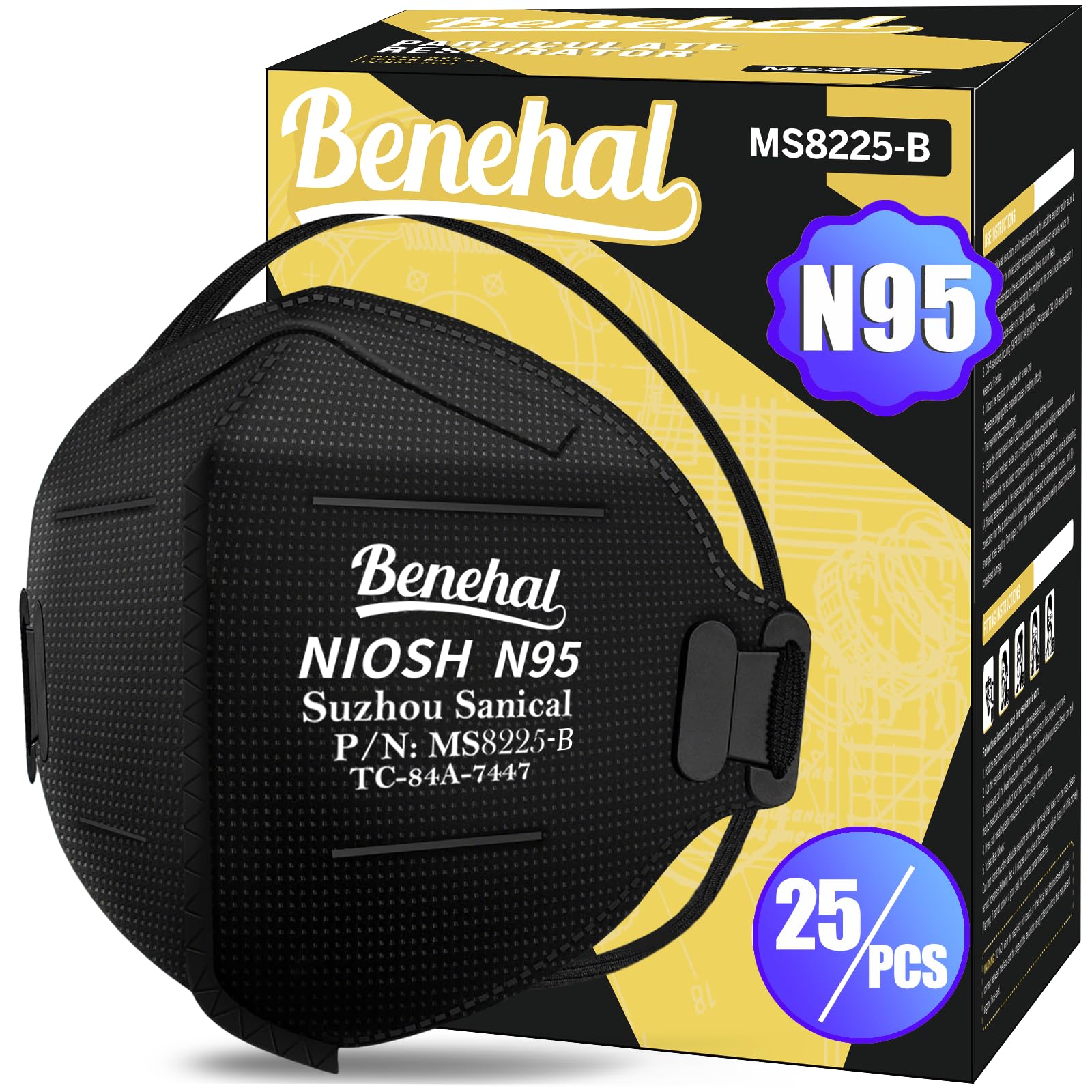 benehal NIOSH-approved N95 mask front view for reliable everyday protection.