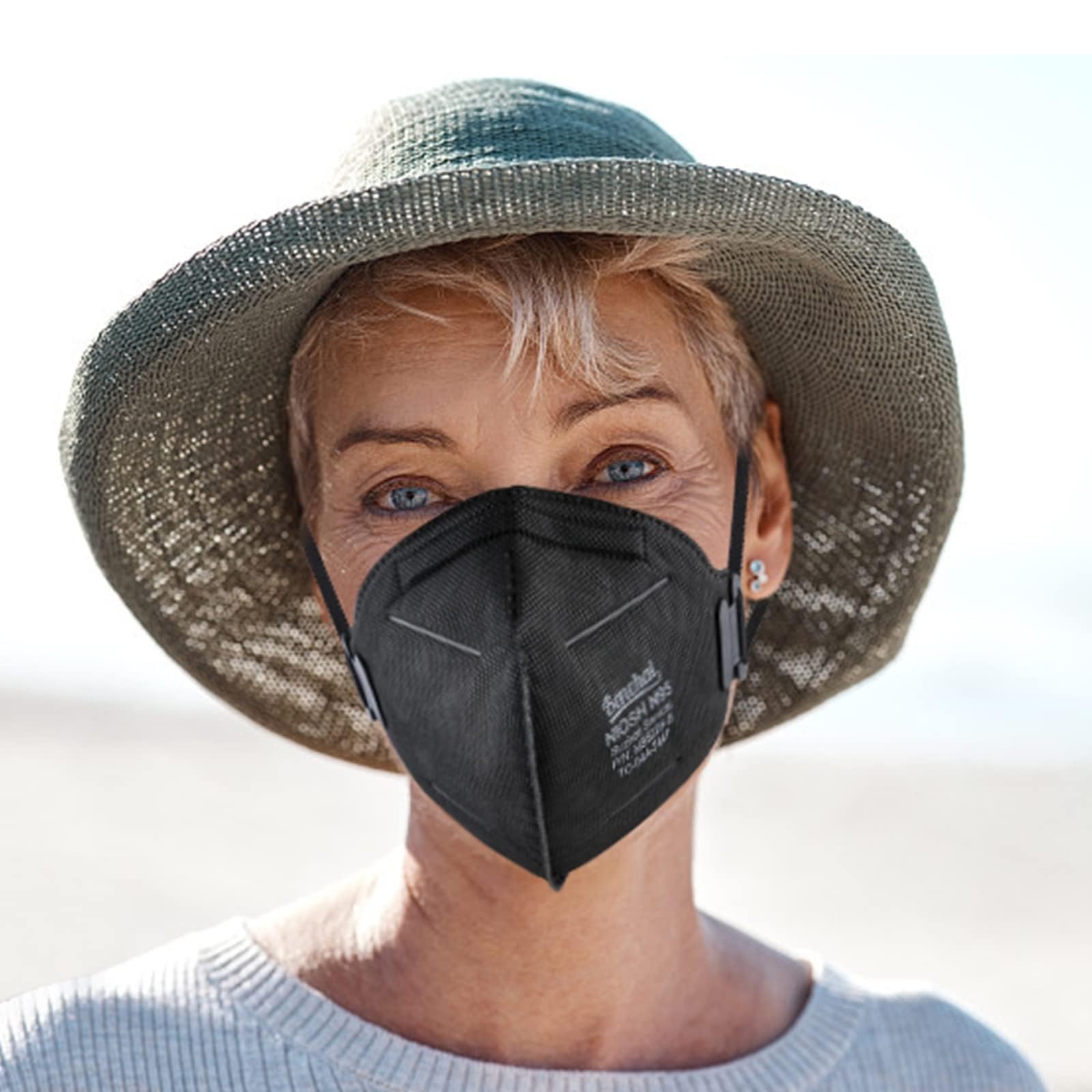 benehal NIOSH mask packaging and contrast shot highlights ready-to-use pack.