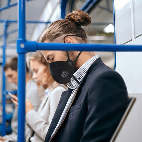 benehal NIOSH mask proper donning with adjustable nose bridge.