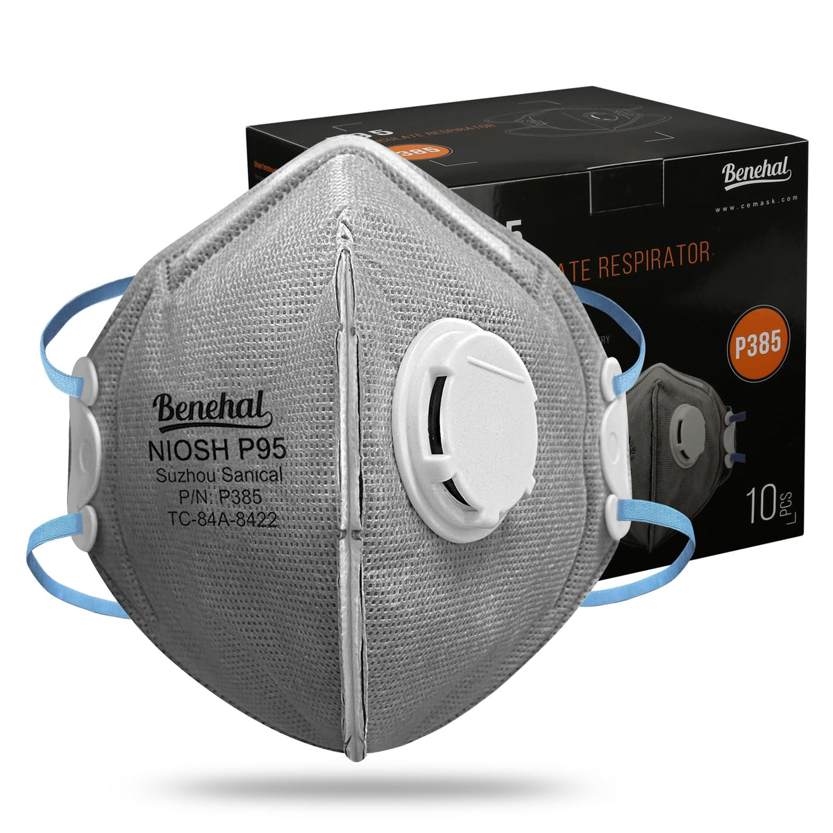 benehal P95 face mask pack front demonstrates sturdy build for reliable protection.