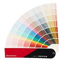 Benjamin Moore color preview fan deck to envision room palettes.