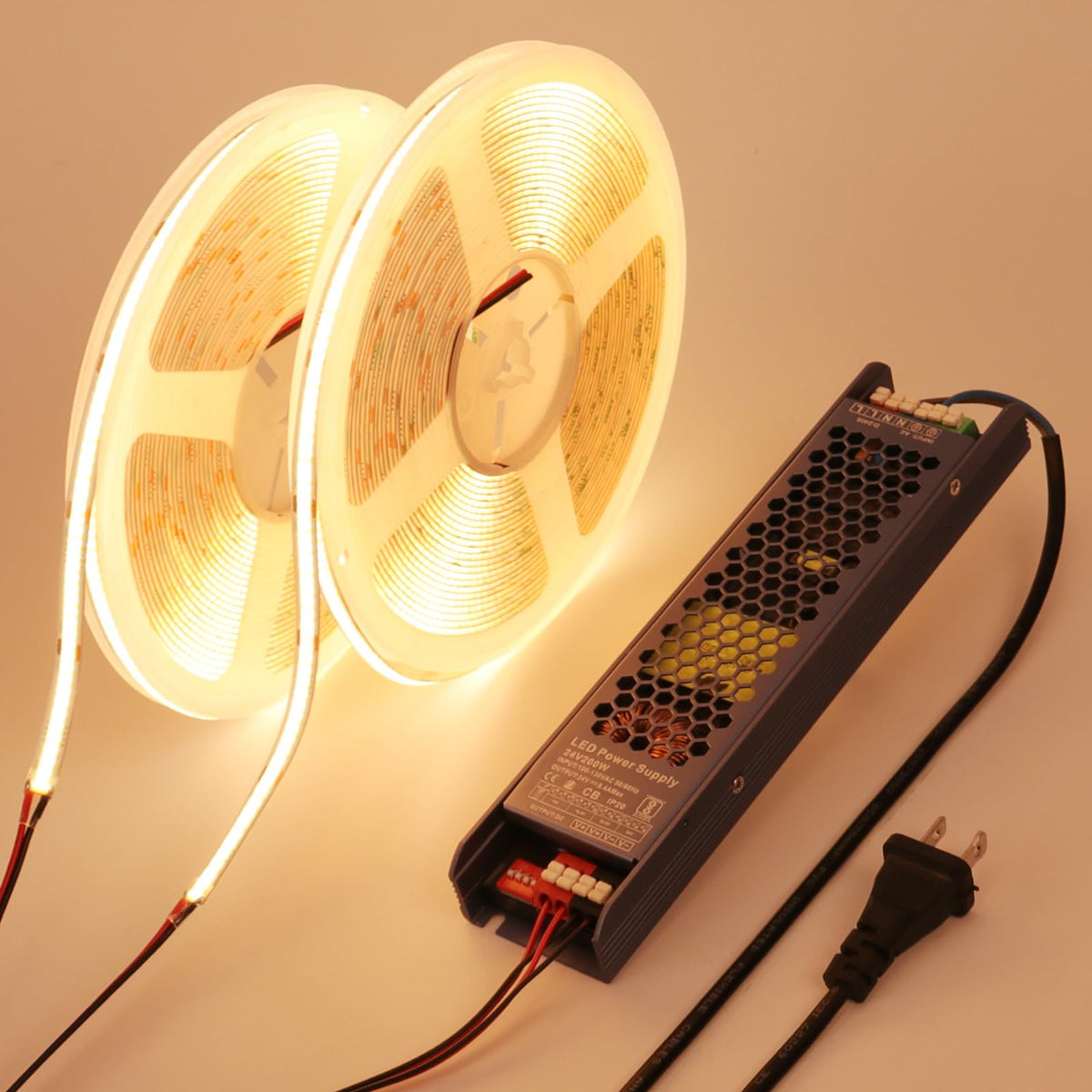 BENLUN 24V COB LED strip 65.6ft unrolled for seamless, even lighting