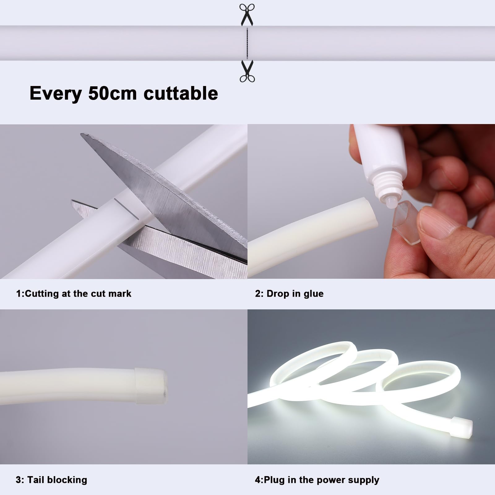 BENLUN IP65 waterproof COB strip suitable for indoor and outdoor use.